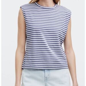 Madewell Striped Muscle Tee - Navy and White